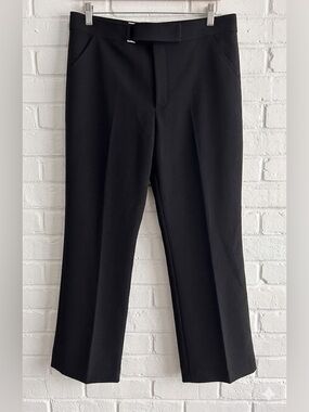Club Monaco Black Wide-Leg Extended-Tab Waist Trousers - Size 10